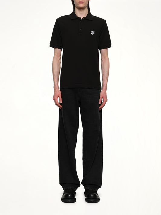 KENZO Gots Kenzo Happy Tiger Embroidered Slim Polo in Black