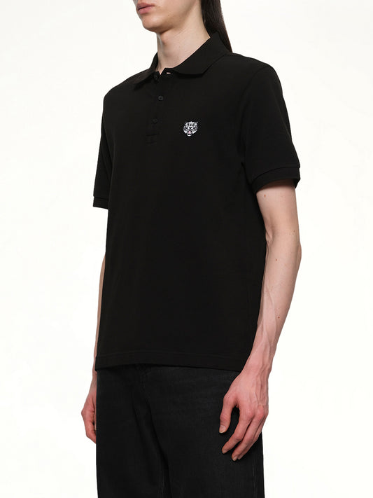 KENZO Gots Kenzo Happy Tiger Embroidered Slim Polo in Black