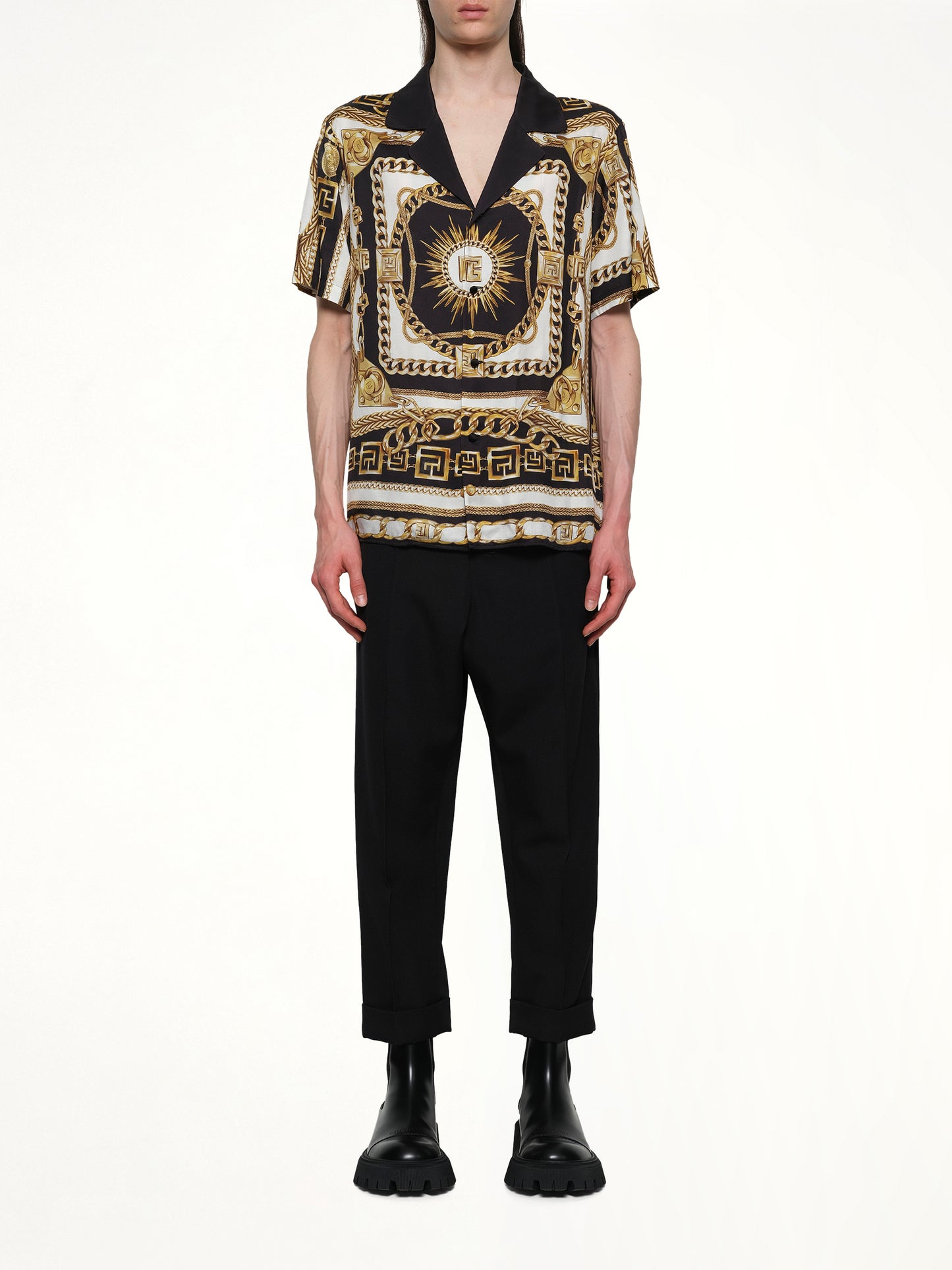 Foulard Print Shirt in Black/White/Gold