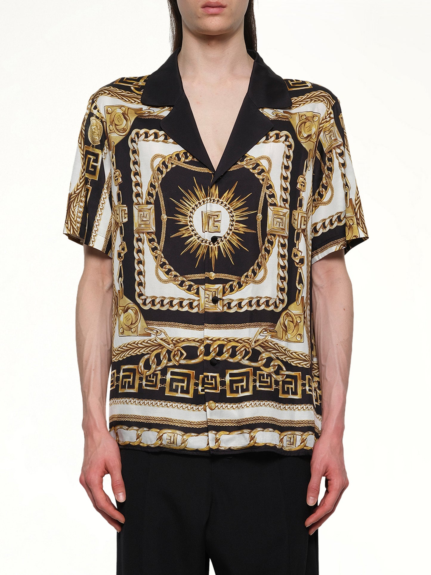 Foulard Print Shirt in Black/White/Gold