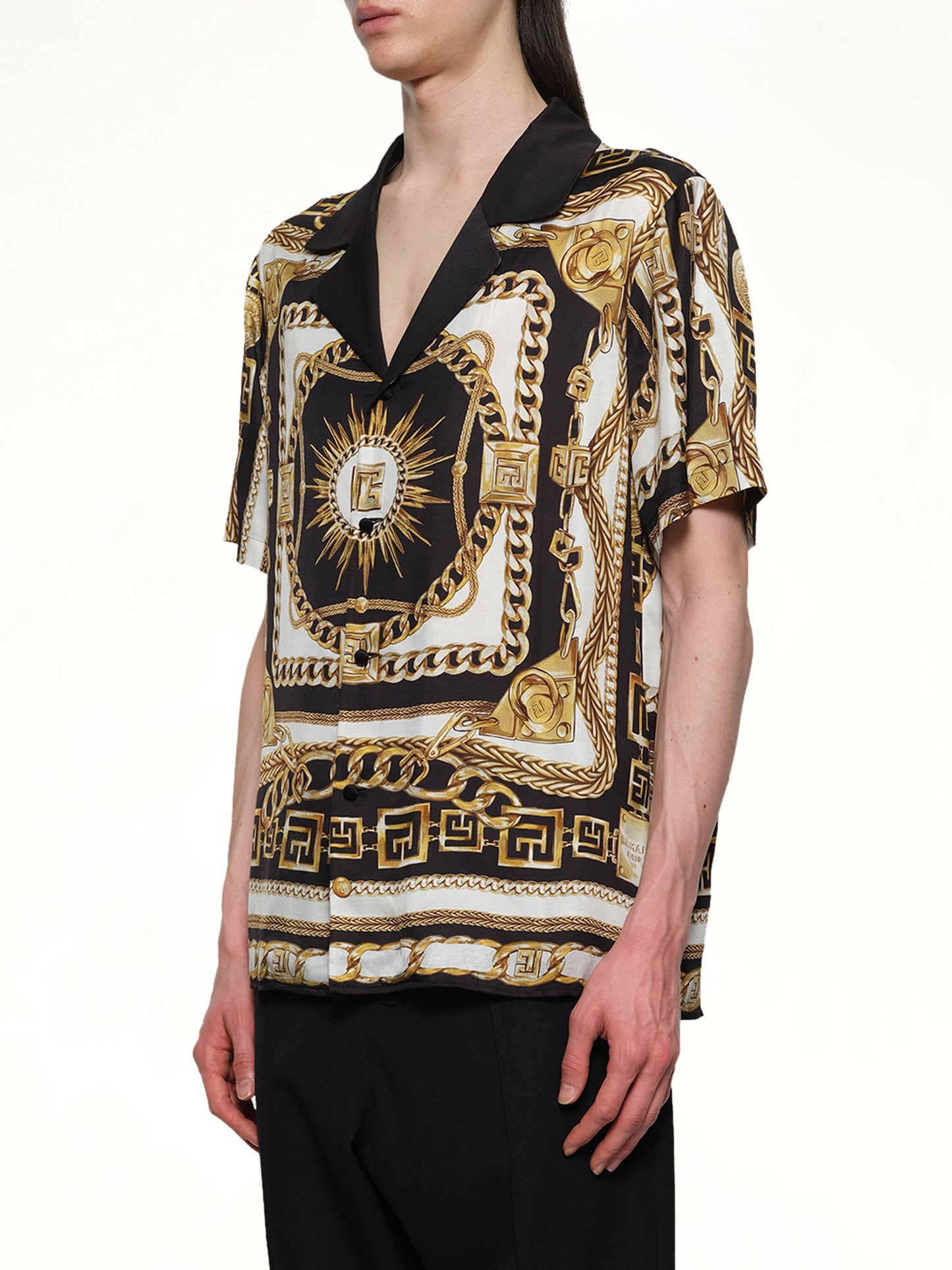 Foulard Print Shirt in Black/White/Gold