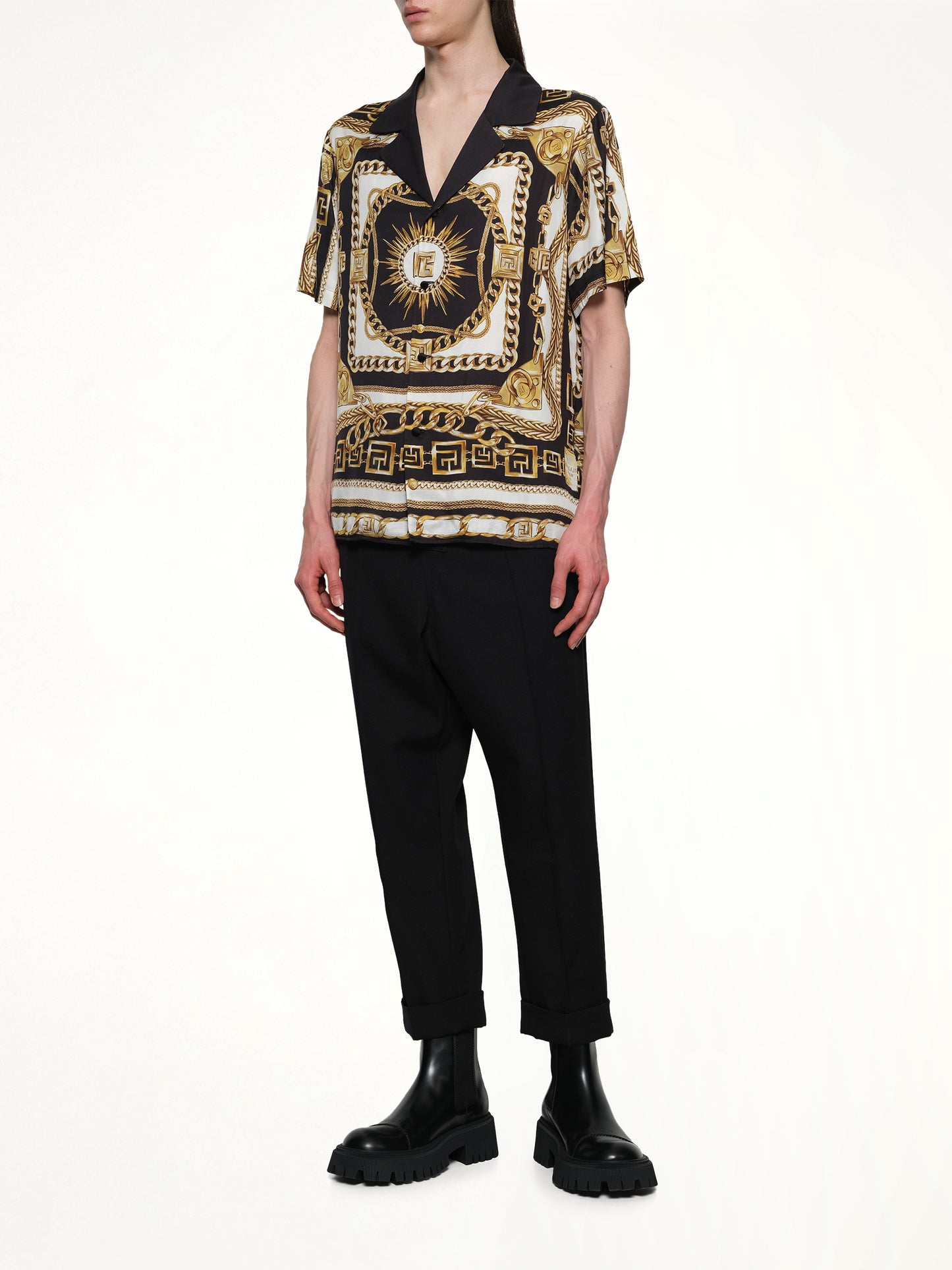 Foulard Print Shirt in Black/White/Gold