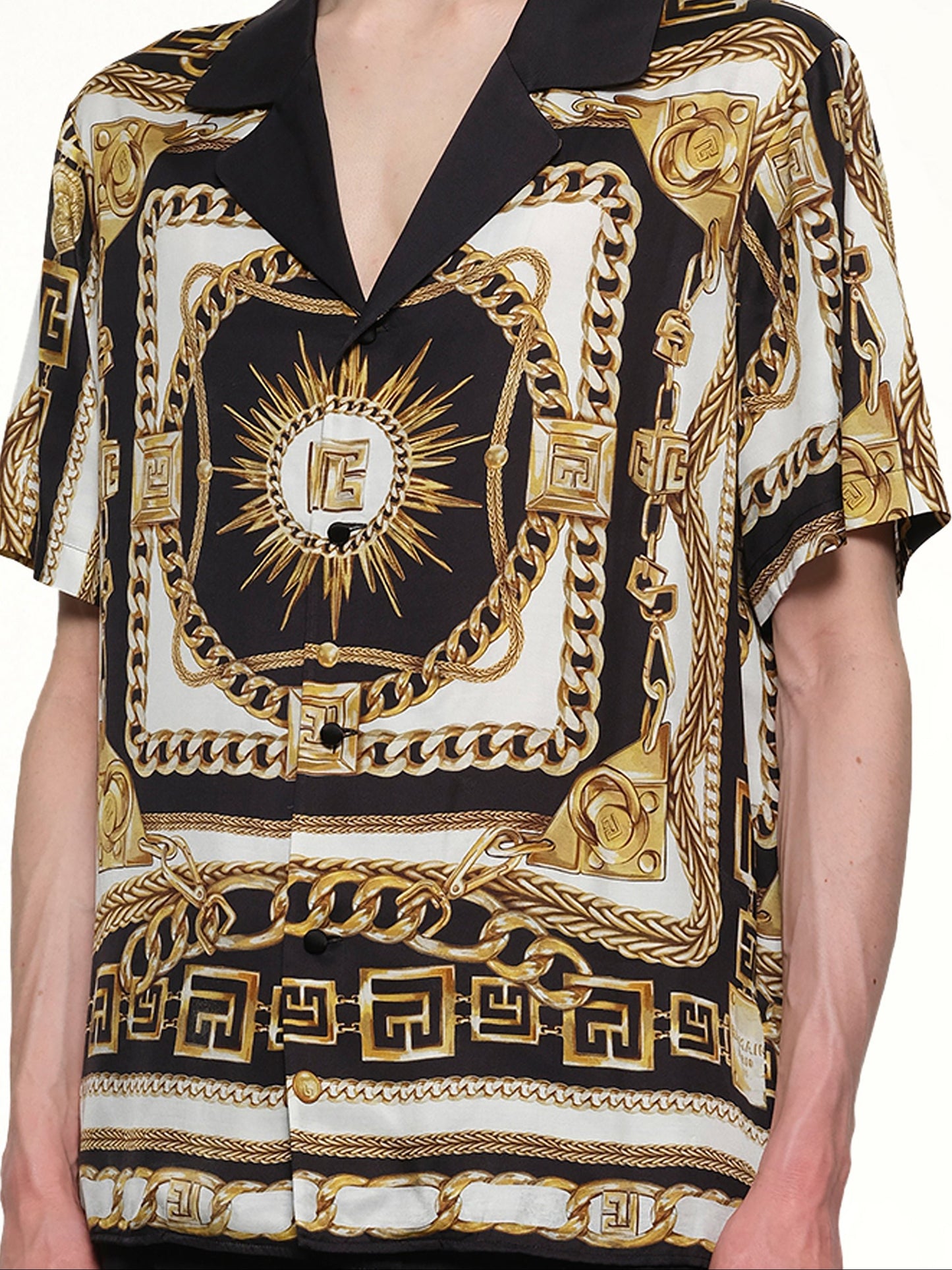 Foulard Print Shirt in Black/White/Gold