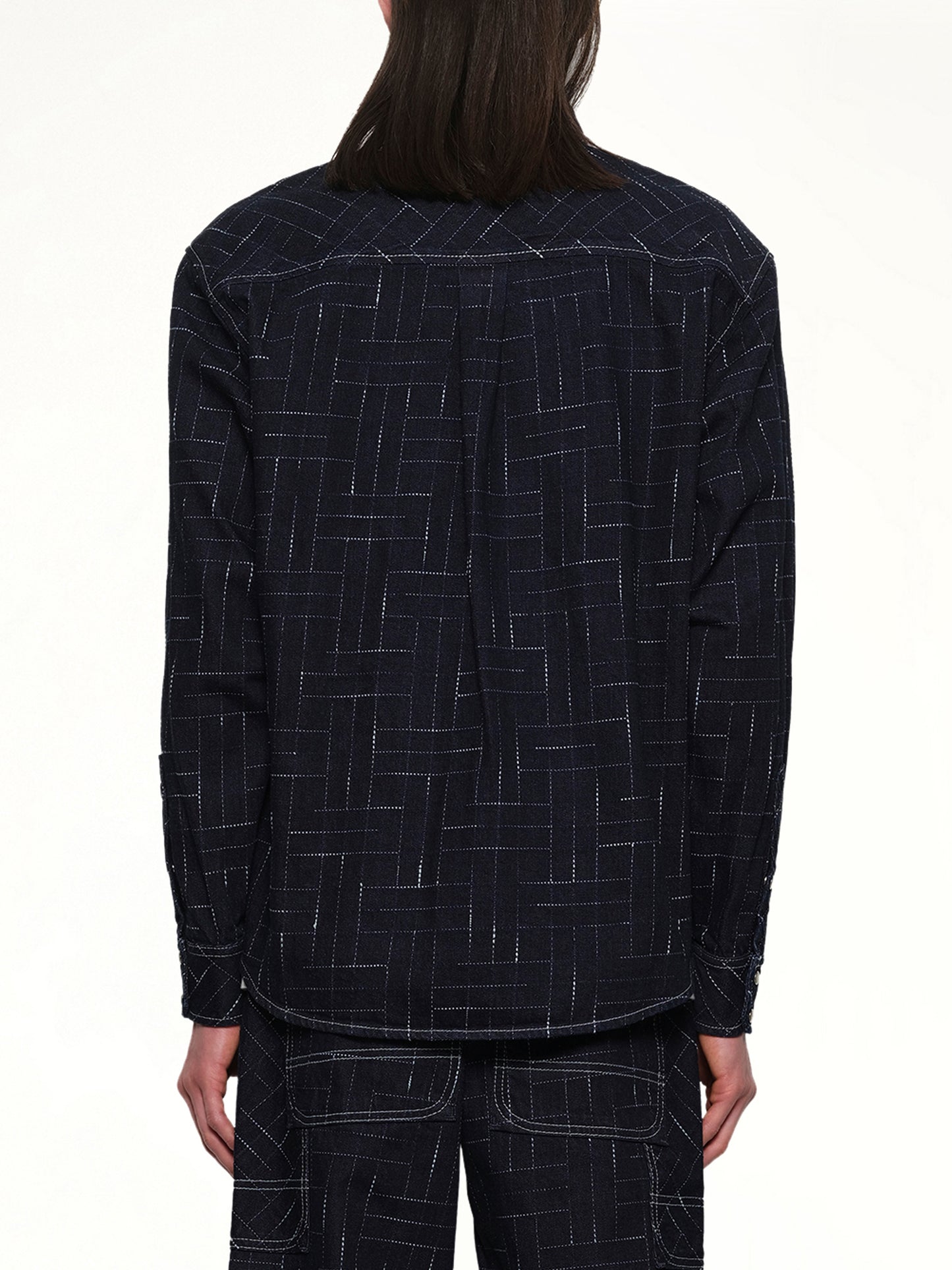 Kenzo Weave Casual Shirt in Rinse Blue Denim