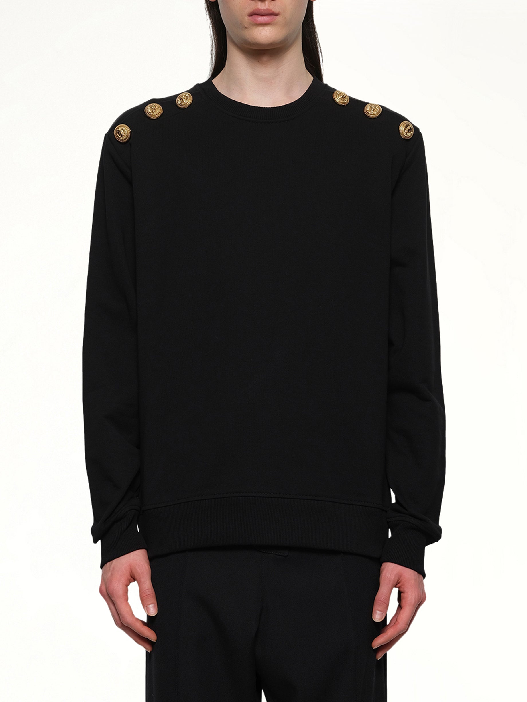 6 Shoulder Button Sweatshirt in Black