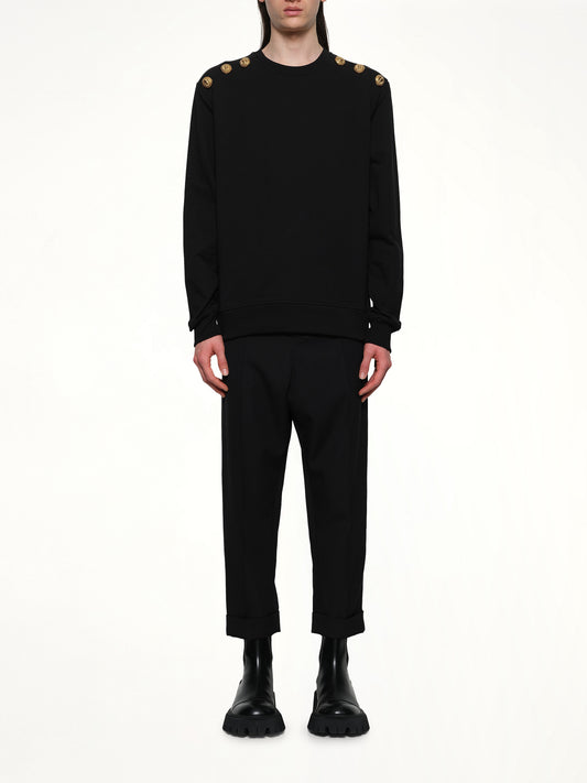 6 Shoulder Button Sweatshirt in Black
