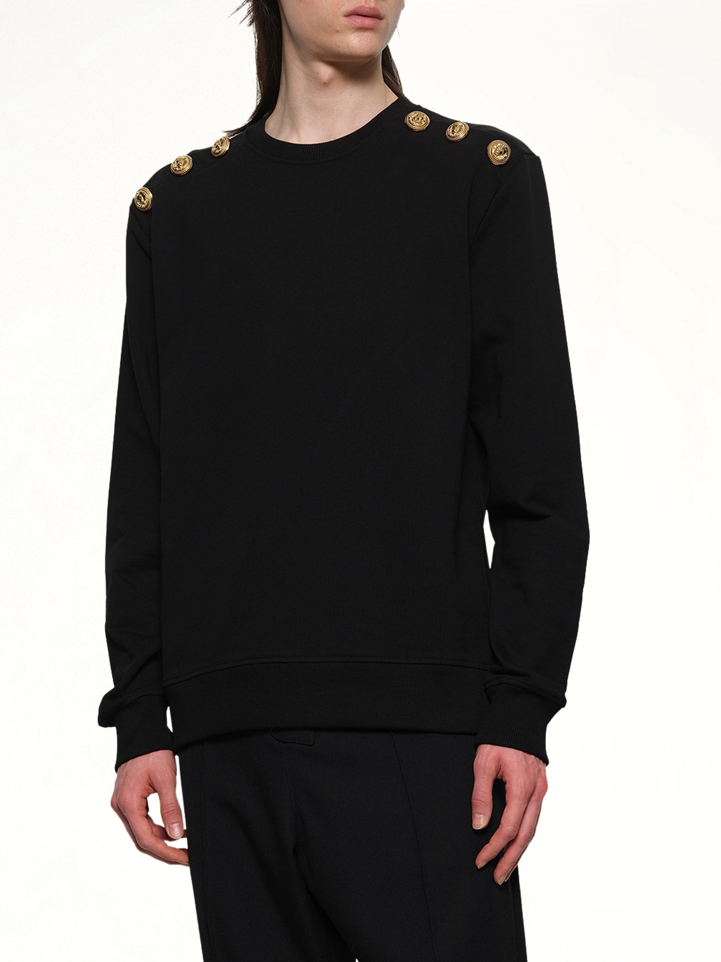 6 Shoulder Button Sweatshirt in Black