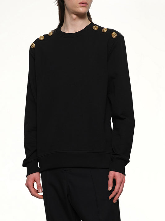 6 Shoulder Button Sweatshirt in Black