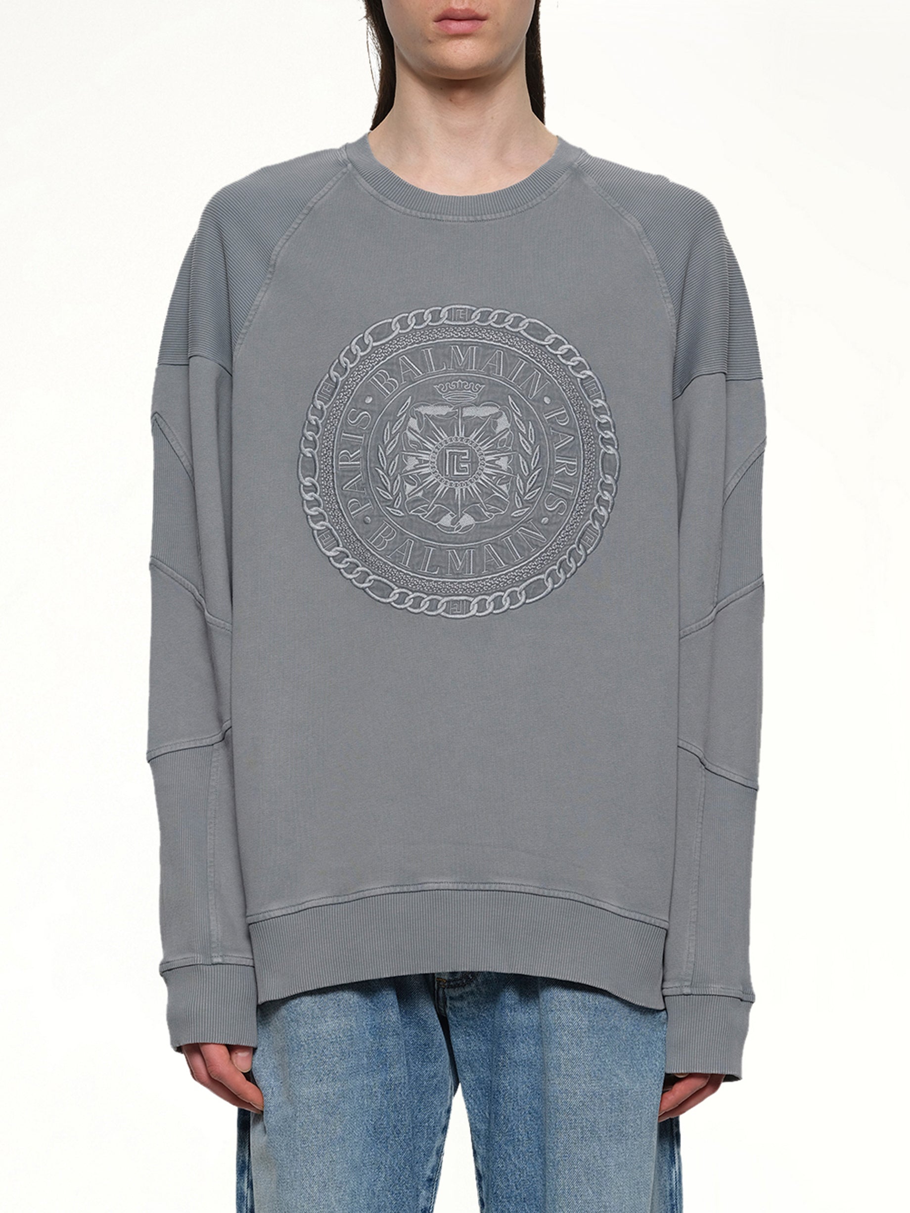 Balmain Medal Sweatshirt in Grey
