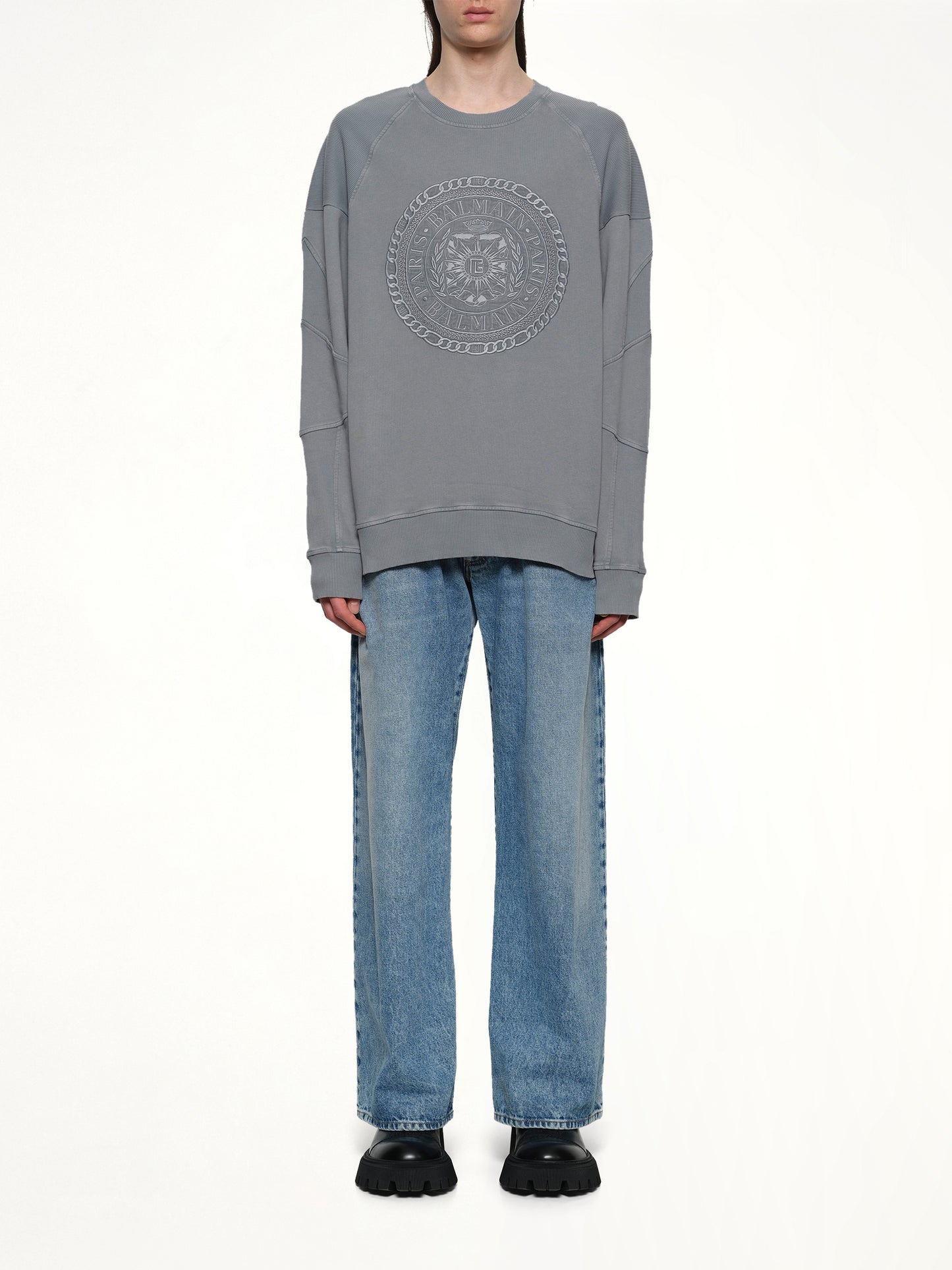 Balmain Medal Sweatshirt in Grey