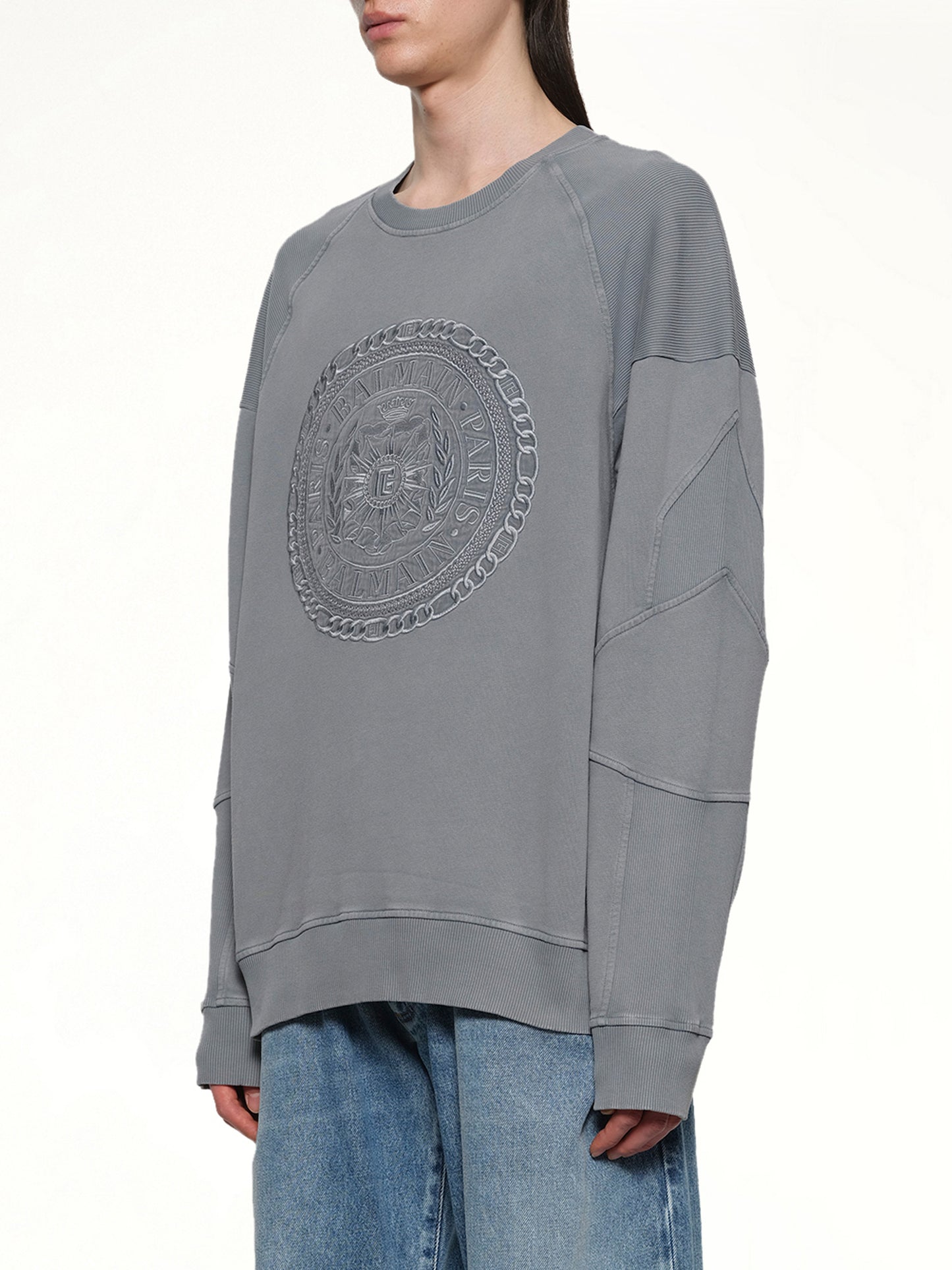 Balmain Medal Sweatshirt in Grey