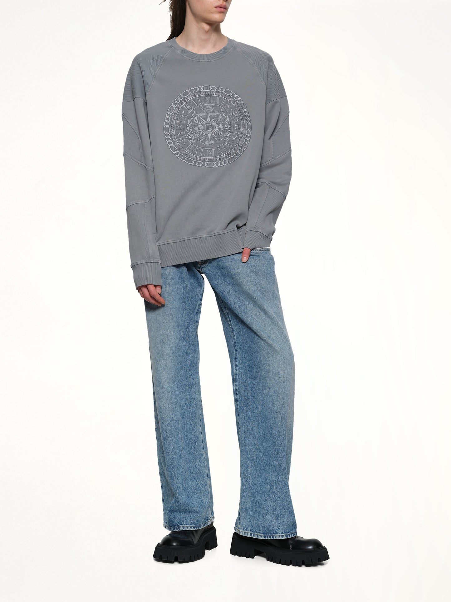 Balmain Medal Sweatshirt in Grey