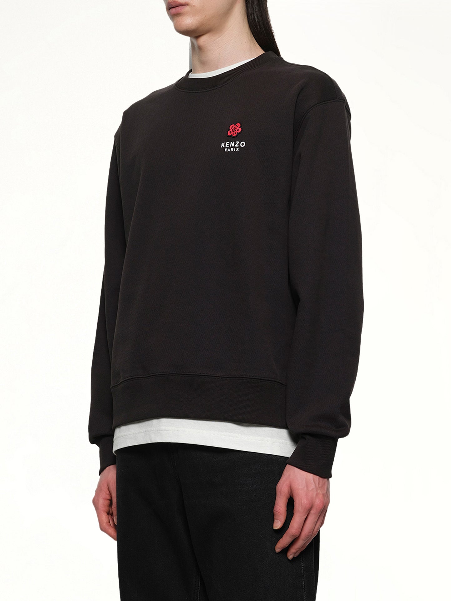Gots Boke Flower Embroidered Classic Sweatshirt in Black