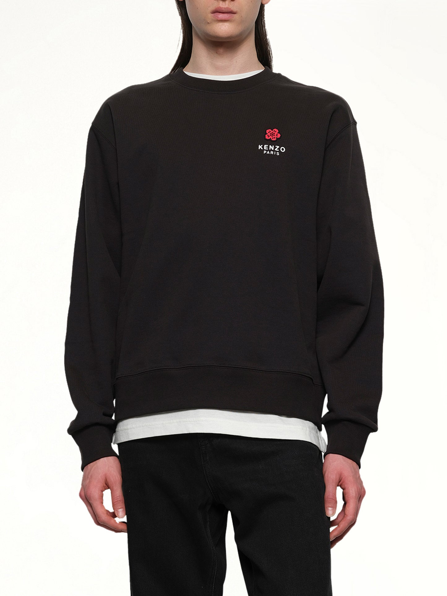 Gots Boke Flower Embroidered Classic Sweatshirt in Black