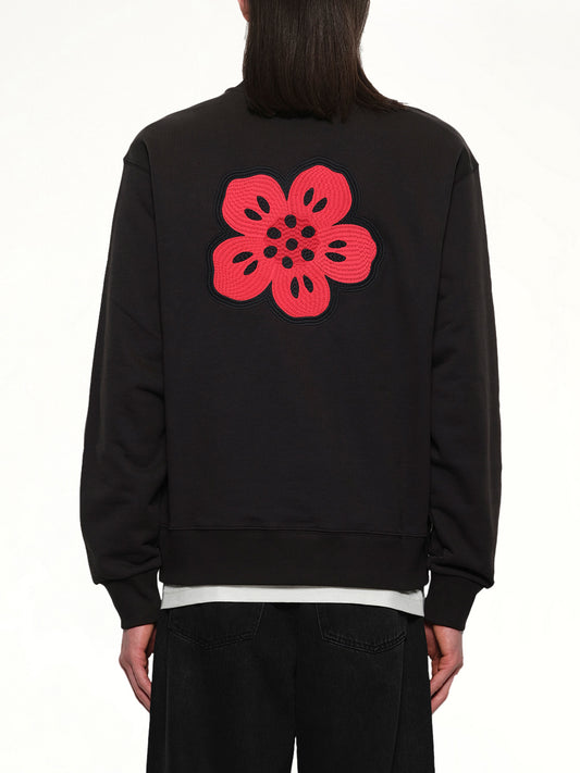Gots Boke Flower Embroidered Classic Sweatshirt in Black
