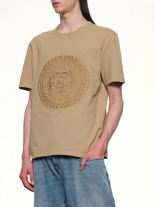 Balmain Medal T-Shirt in Camel