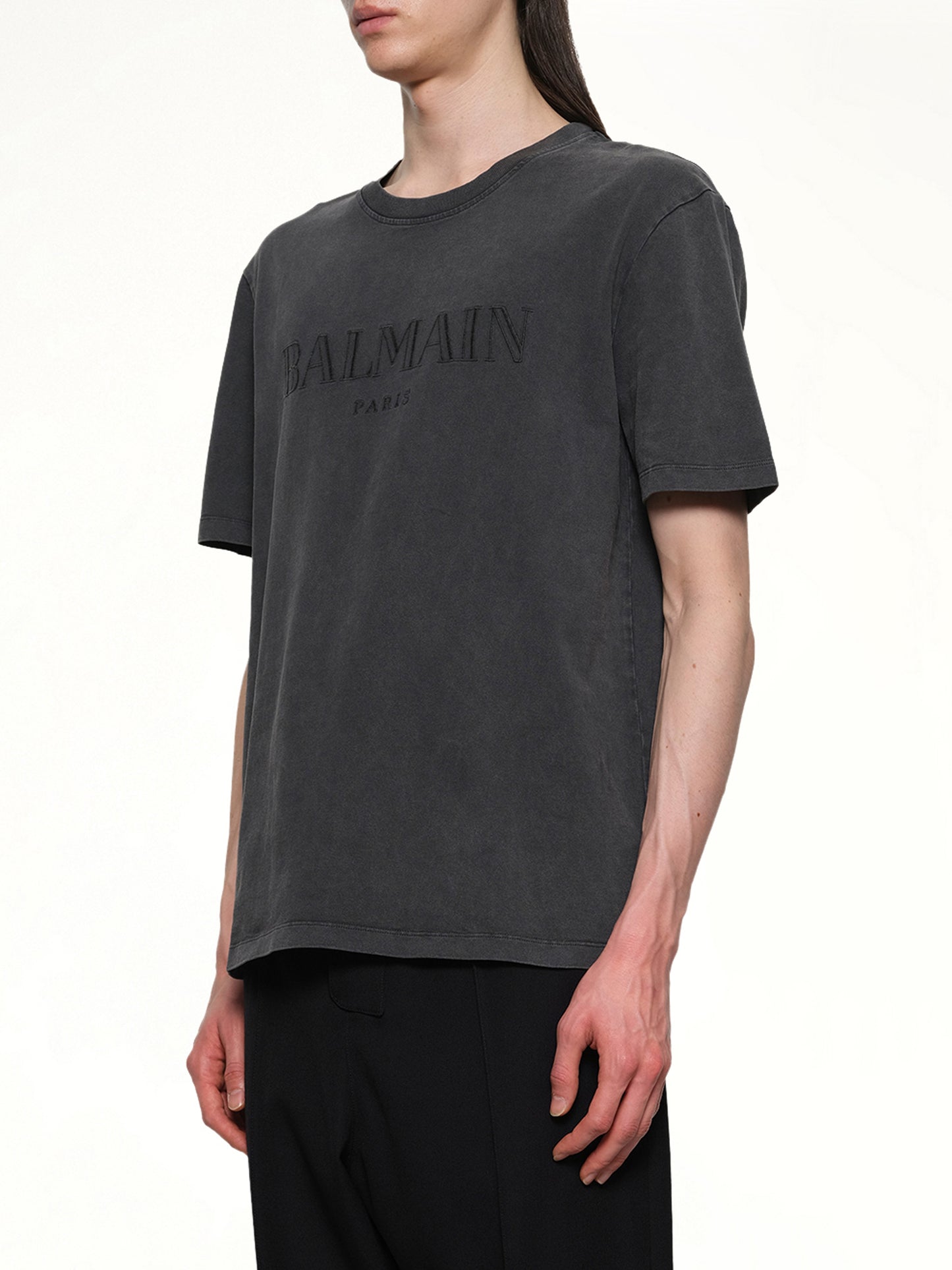 Balmain Vintage Emblem T-Shirt in Vintage Black