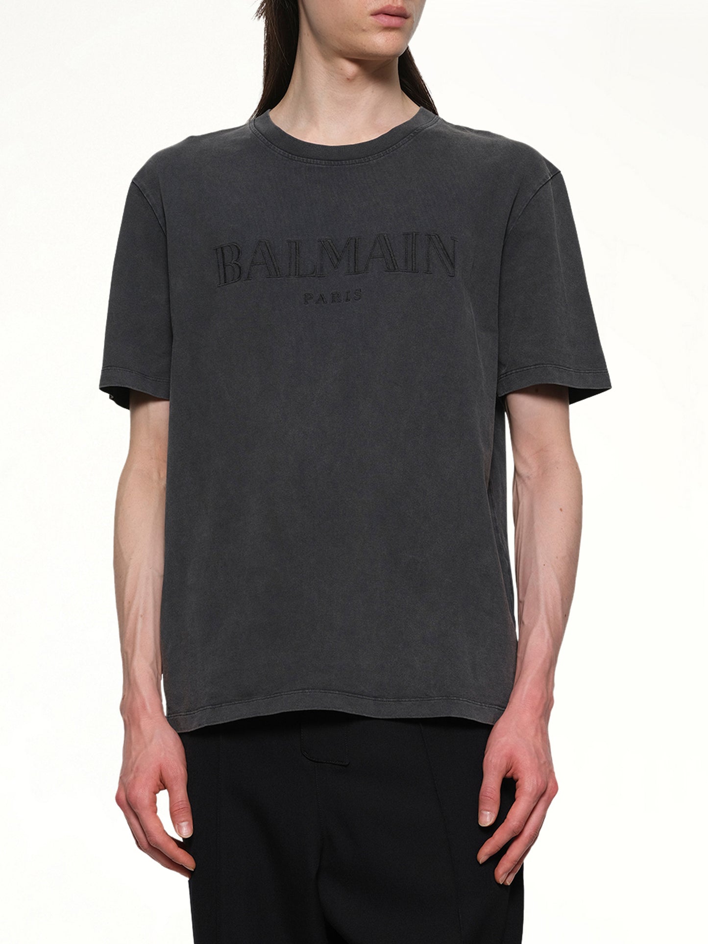 Balmain Vintage Emblem T-Shirt in Vintage Black