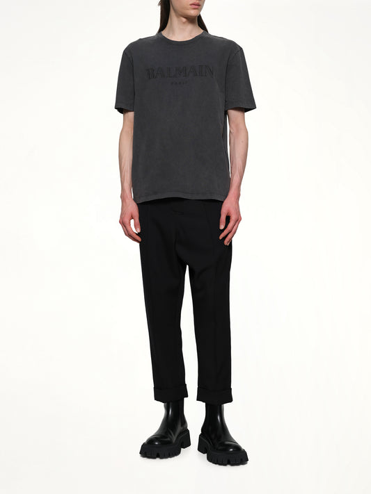 Balmain Vintage Emblem T-Shirt in Vintage Black