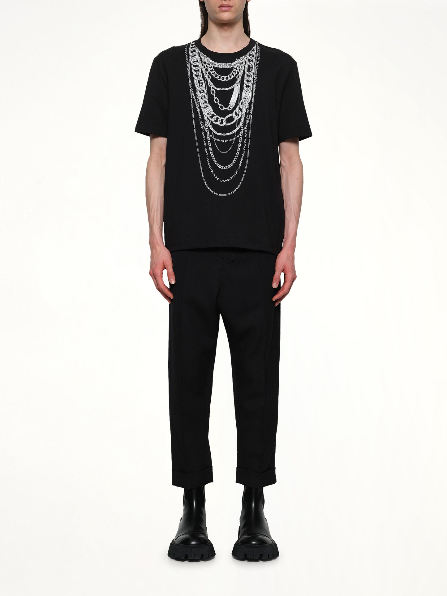 Chain Trompe L'Oeil T-Shirt in Black/White