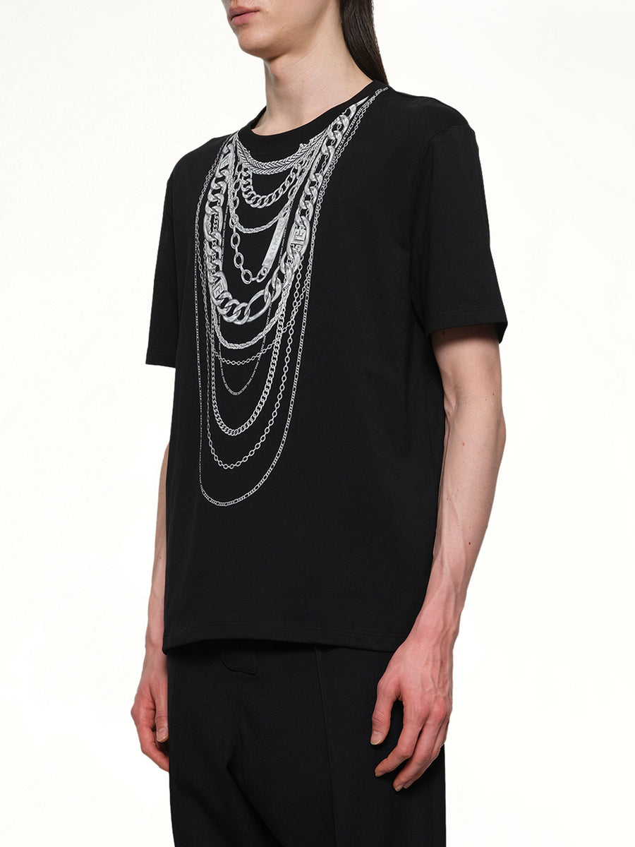 Chain Trompe L'Oeil T-Shirt in Black/White