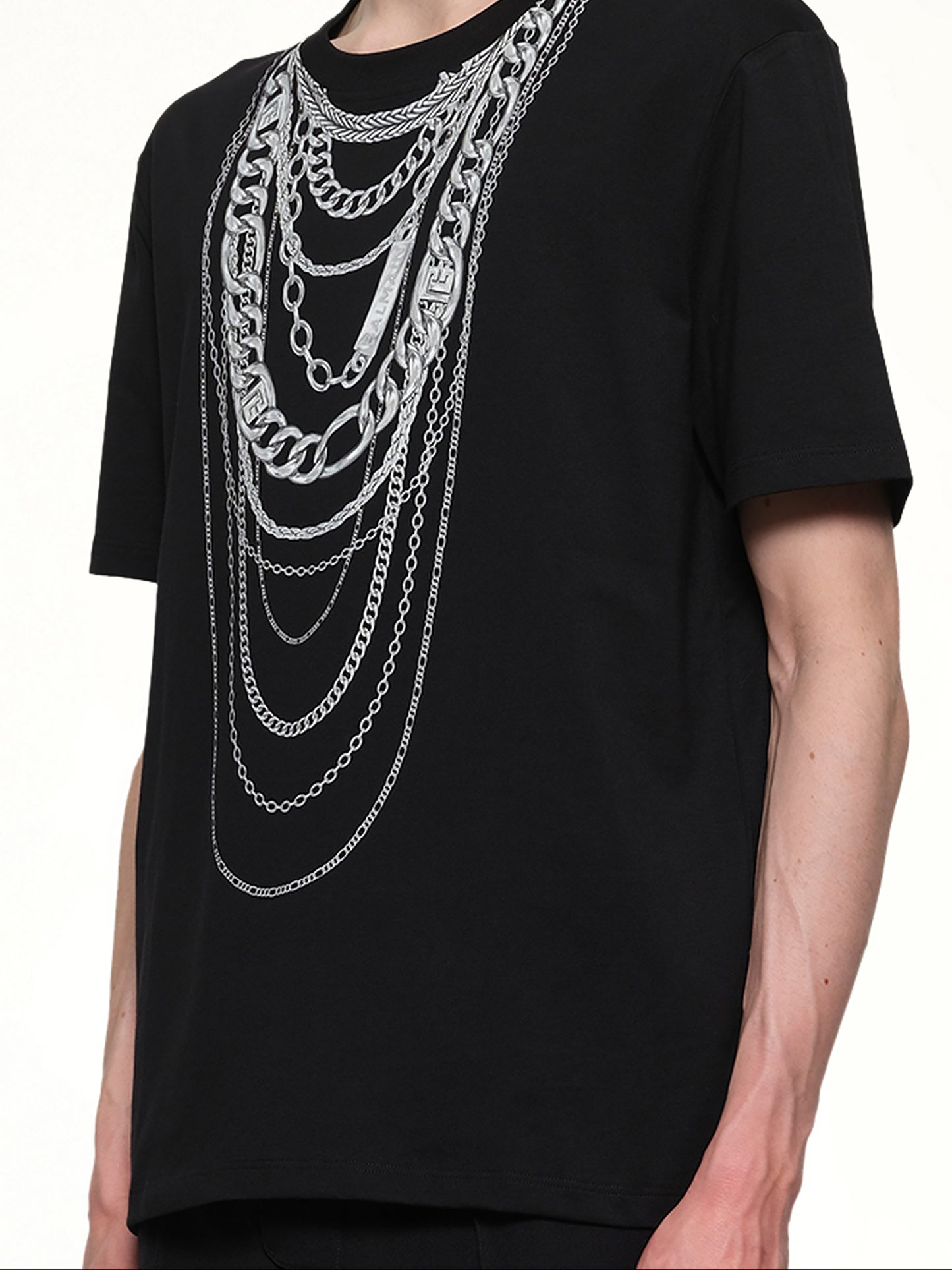Chain Trompe L'Oeil T-Shirt in Black/White