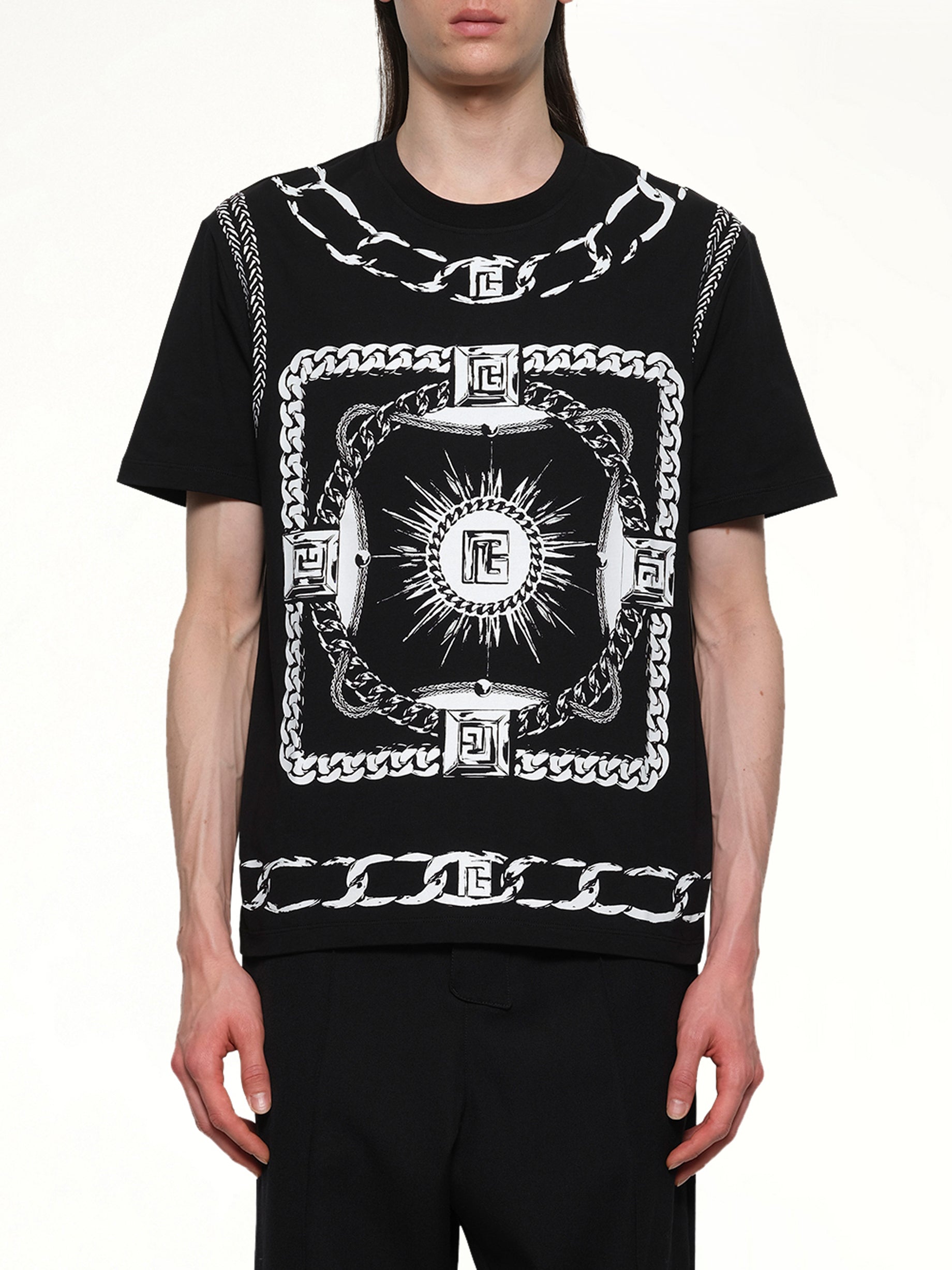 Foulard Print T-Shirt in Black/White