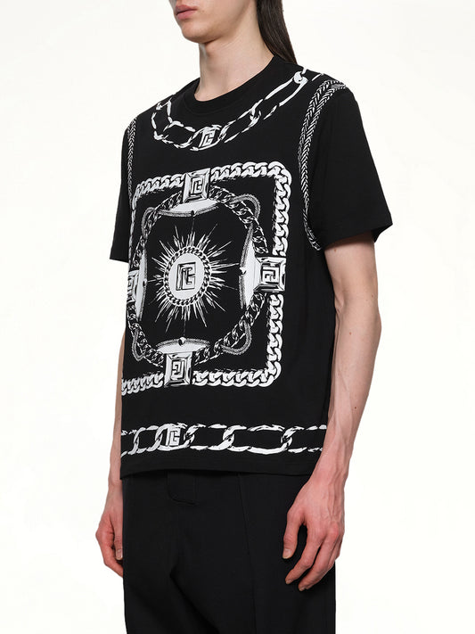 Foulard Print T-Shirt in Black/White