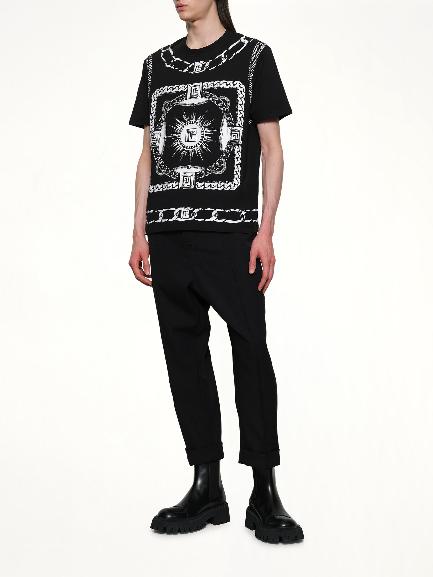 Foulard Print T-Shirt in Black/White