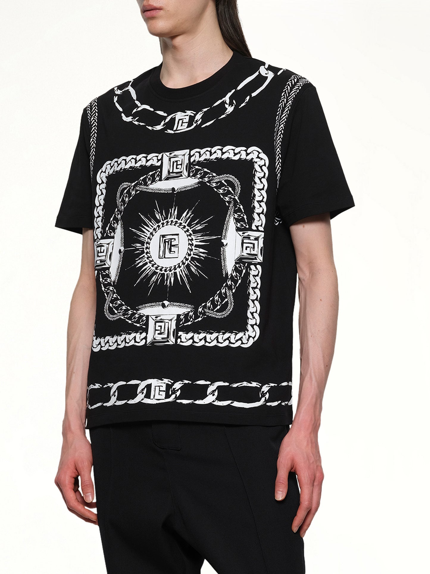 Foulard Print T-Shirt in Black/White