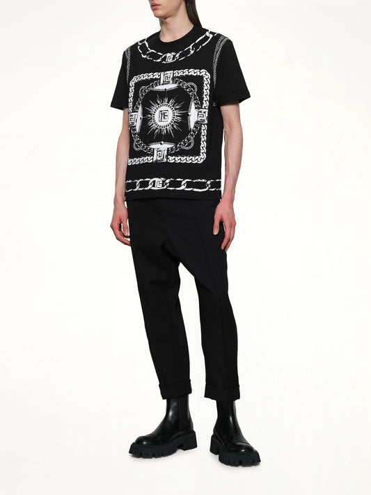Foulard Print T-Shirt in Black/White