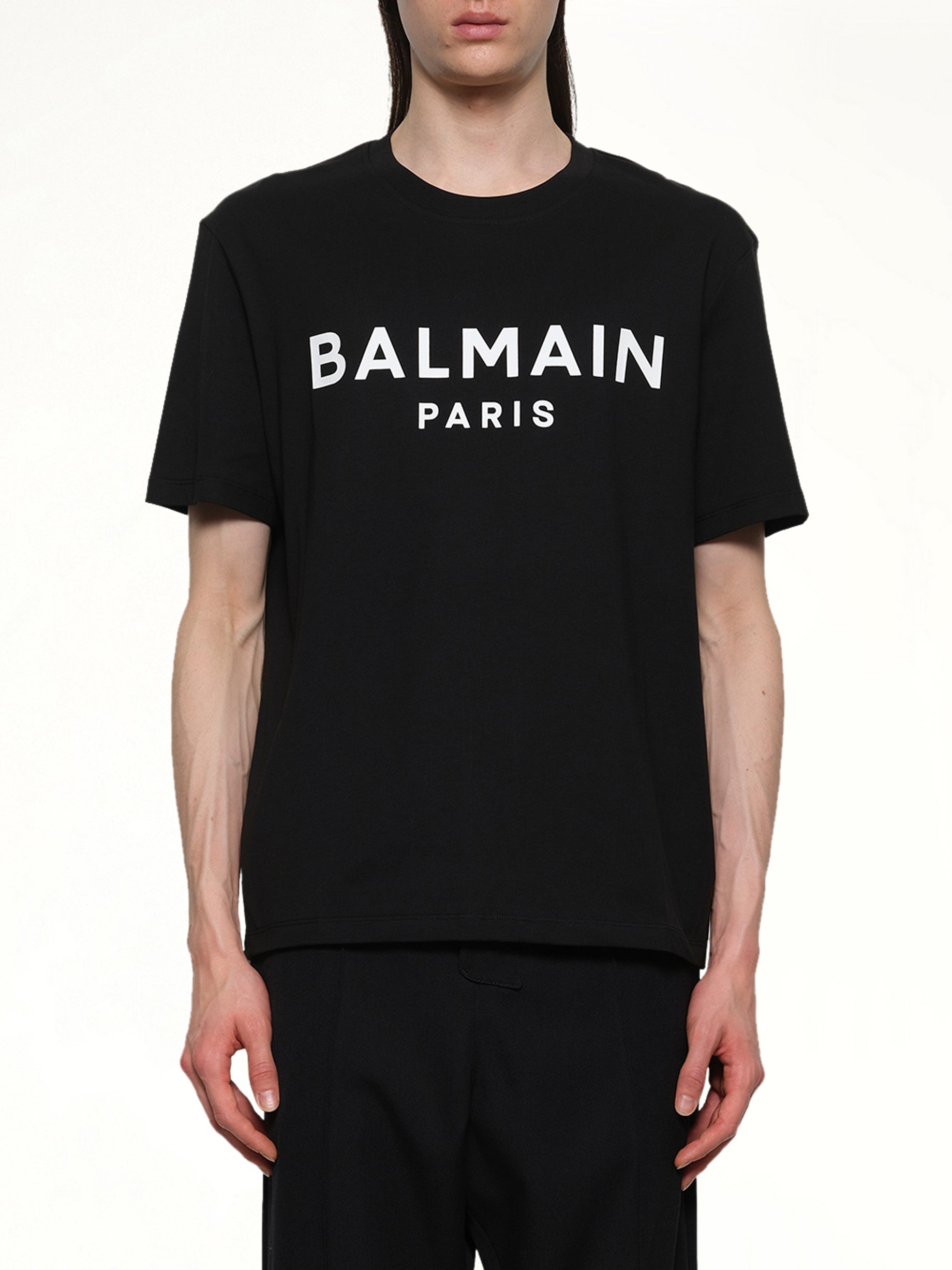 Logo Printed Straight Fit T-shirt in Black/White