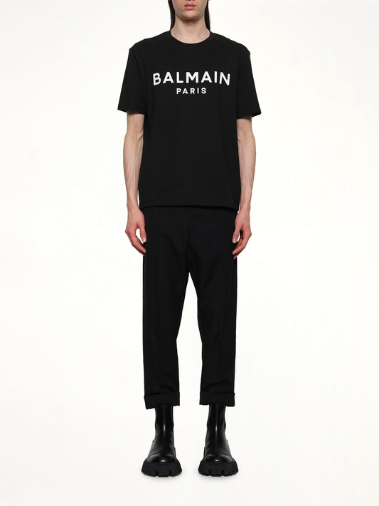 Logo Printed Straight Fit T-shirt in Black/White