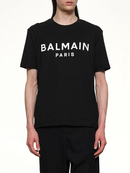 Logo Printed Straight Fit T-shirt in Black/White