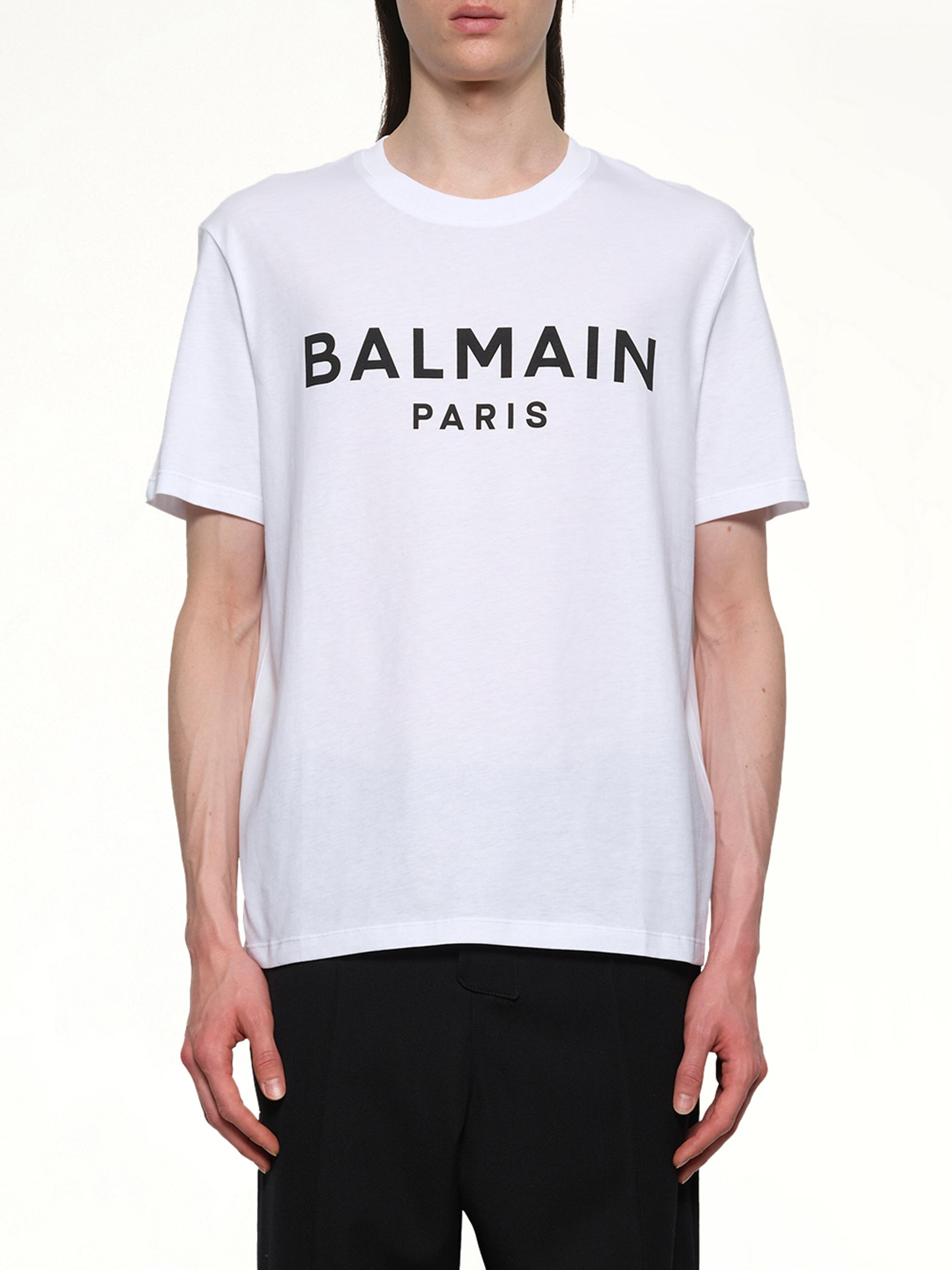Logo Printed Straight Fit T-shirt in White/Black