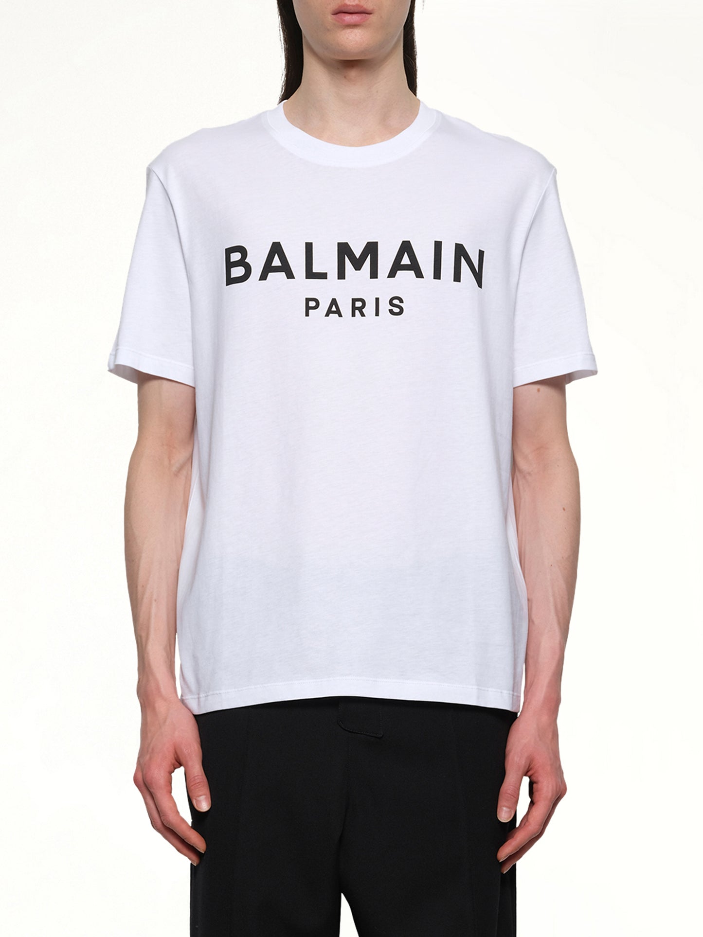 Logo Printed Straight Fit T-shirt in White/Black