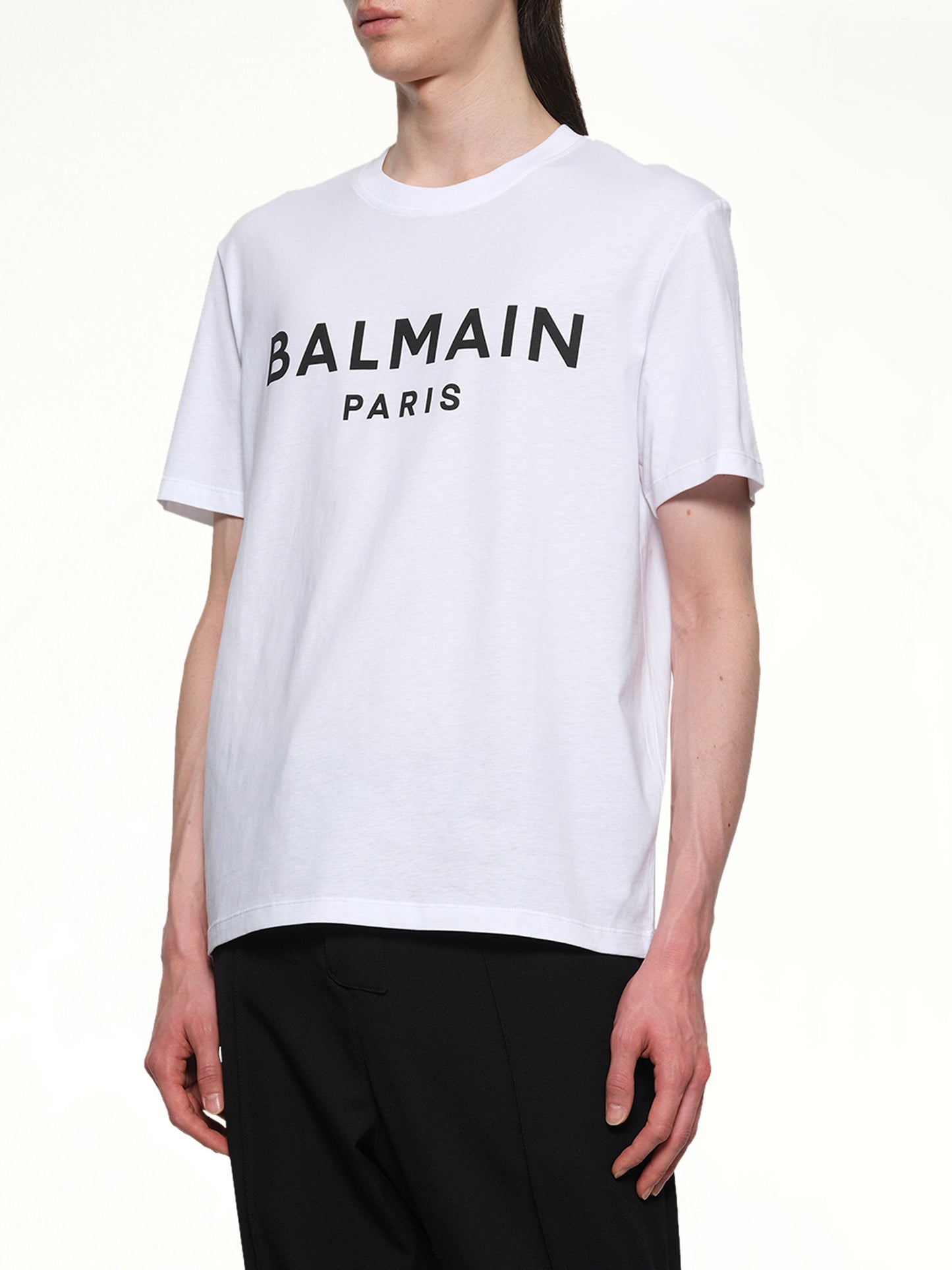 Logo Printed Straight Fit T-shirt in White/Black
