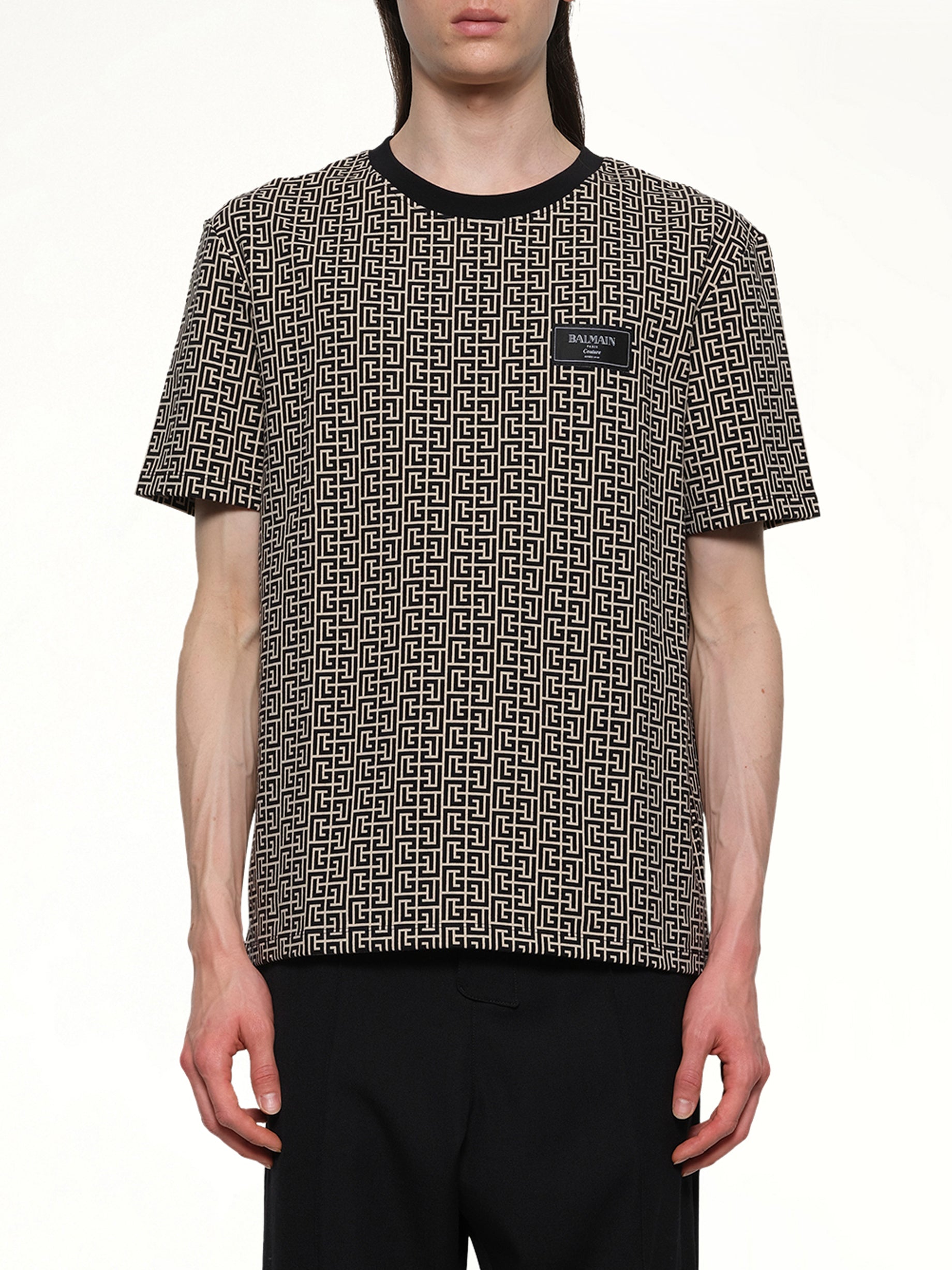 Monogram Couture Label Regular T-Shirt in Ivory/Black