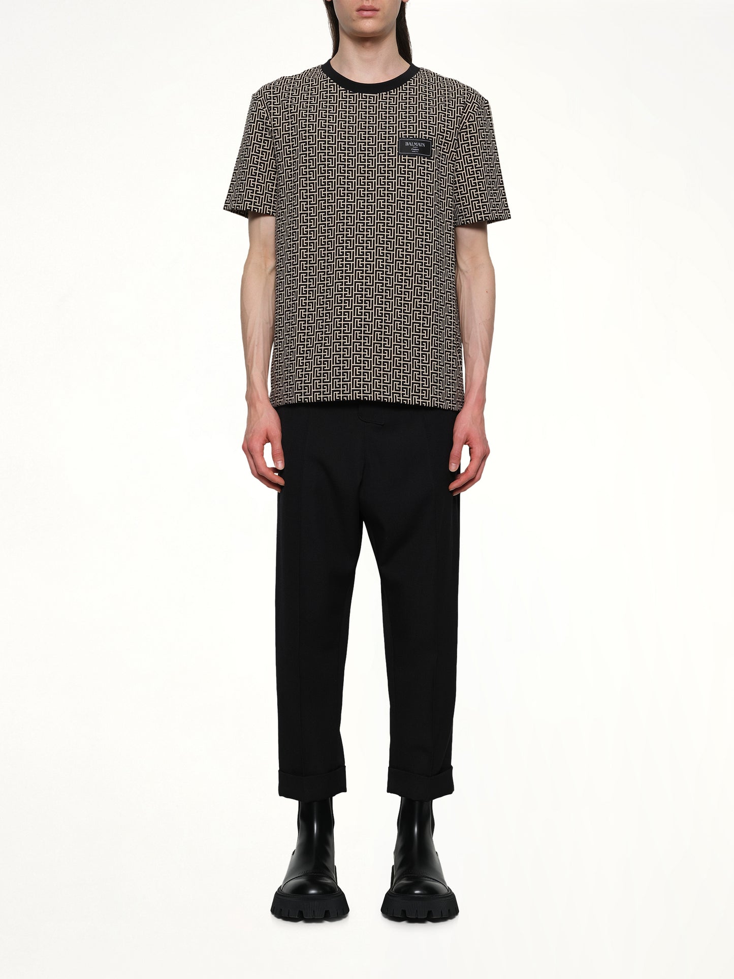 Monogram Couture Label Regular T-Shirt in Ivory/Black