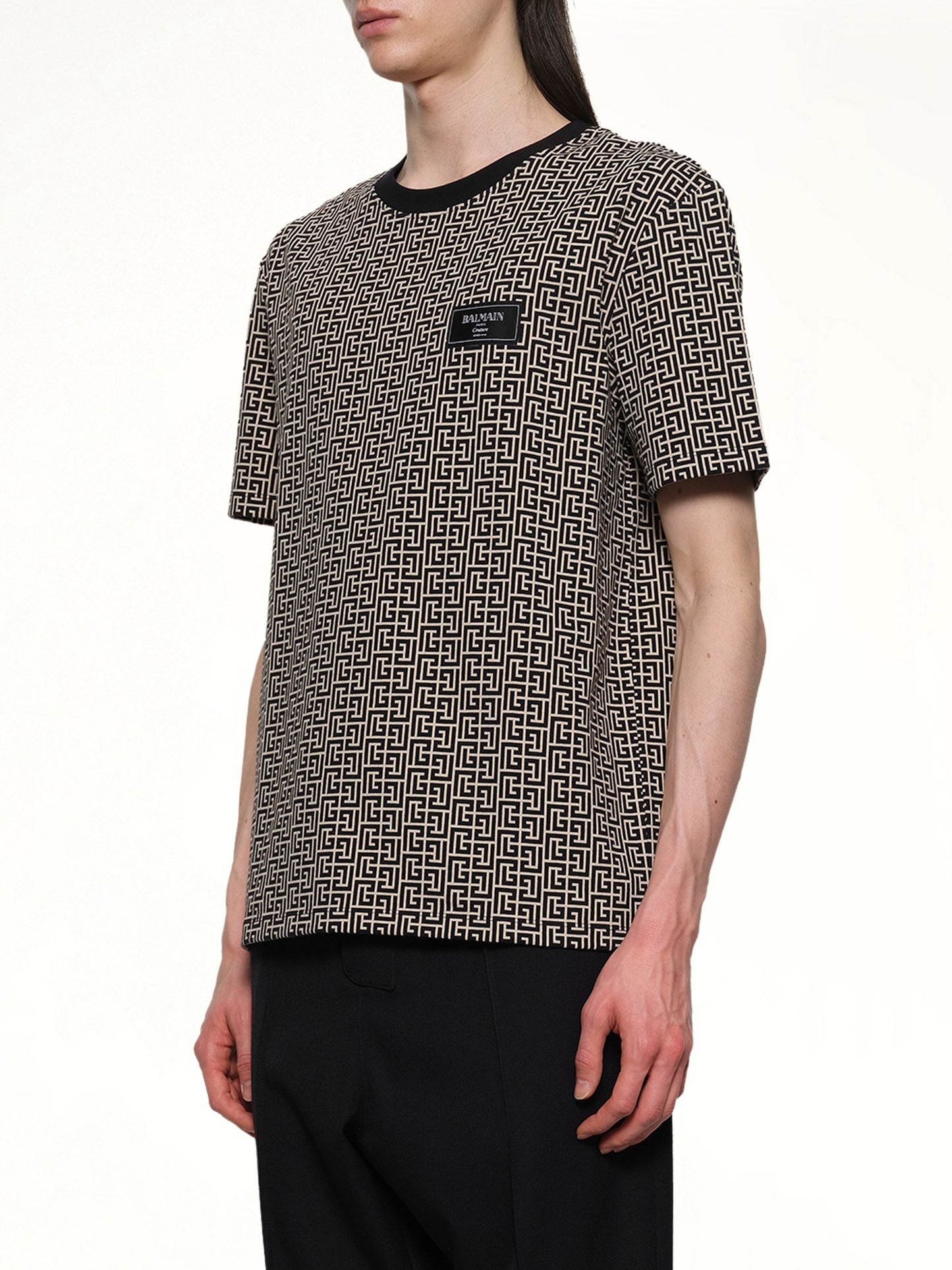 Monogram Couture Label Regular T-Shirt in Ivory/Black