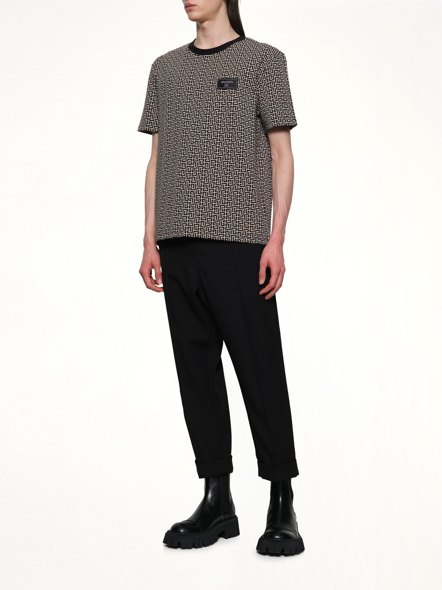 Monogram Couture Label Regular T-Shirt in Ivory/Black