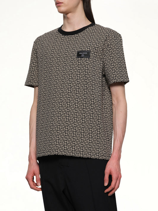 Monogram Couture Label Regular T-Shirt in Ivory/Black