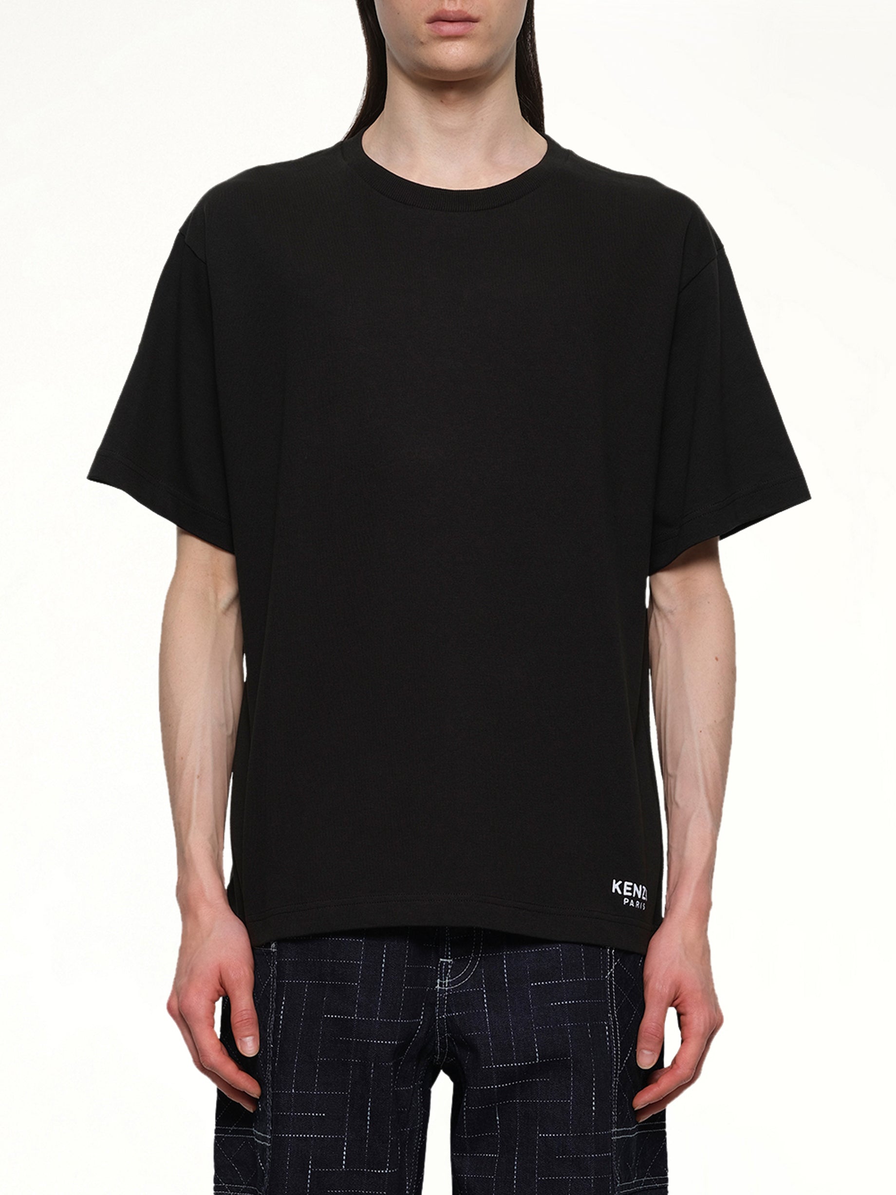 Gots Boke Flower Embroidered Oversize T-Shirt in Black