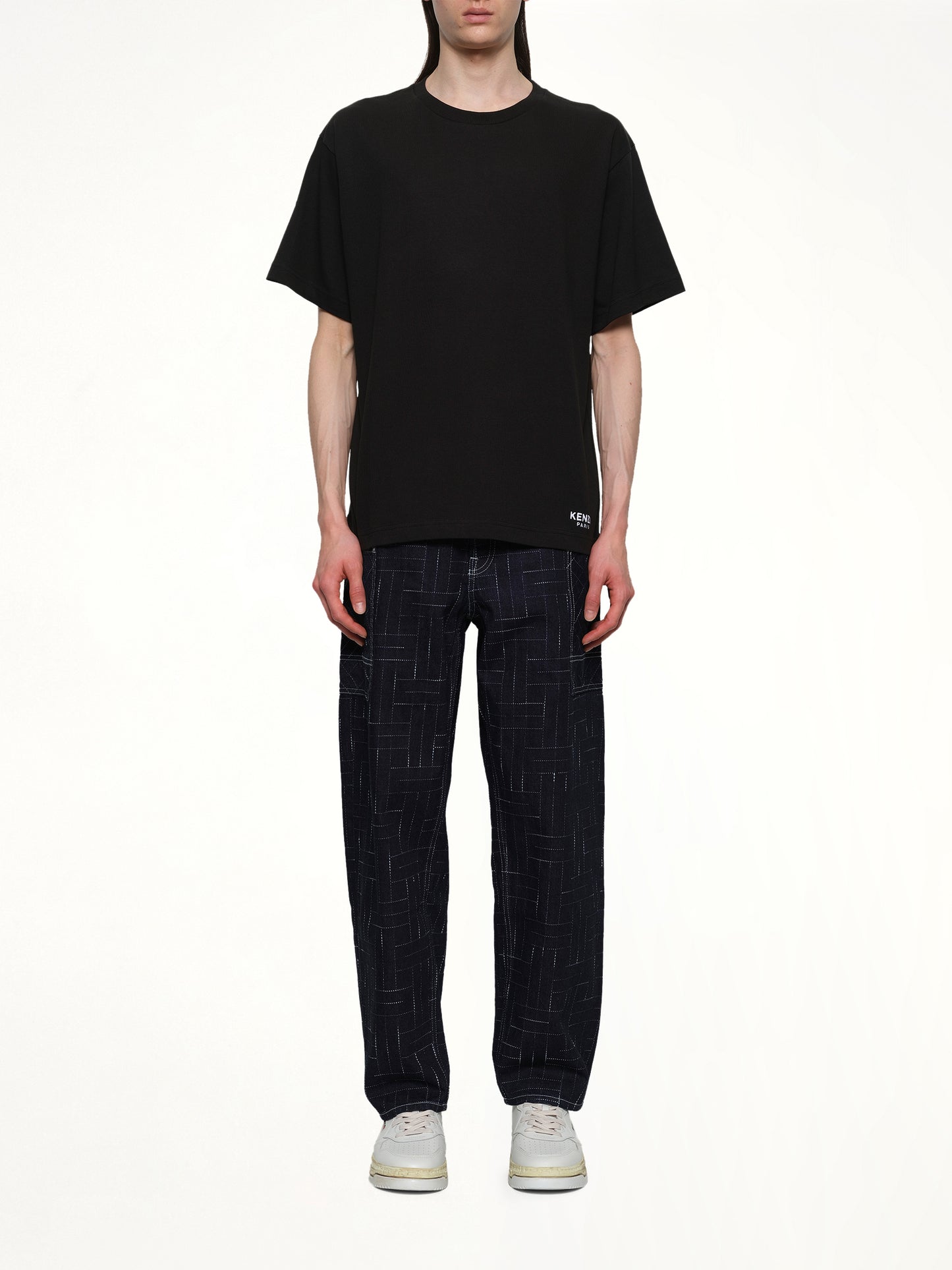 Gots Boke Flower Embroidered Oversize T-Shirt in Black