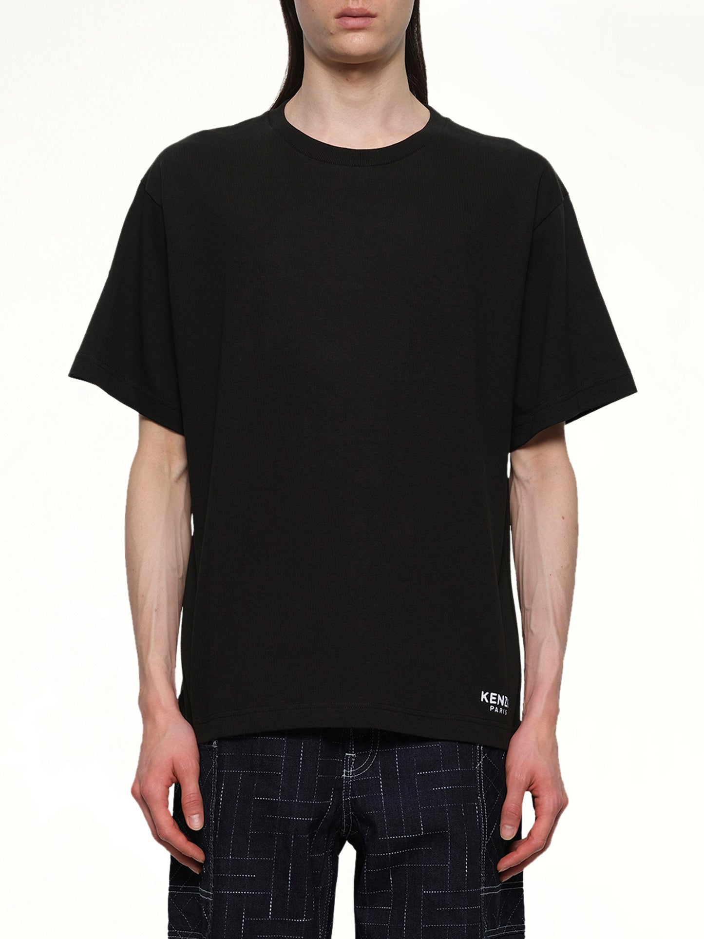 Gots Boke Flower Embroidered Oversize T-Shirt in Black