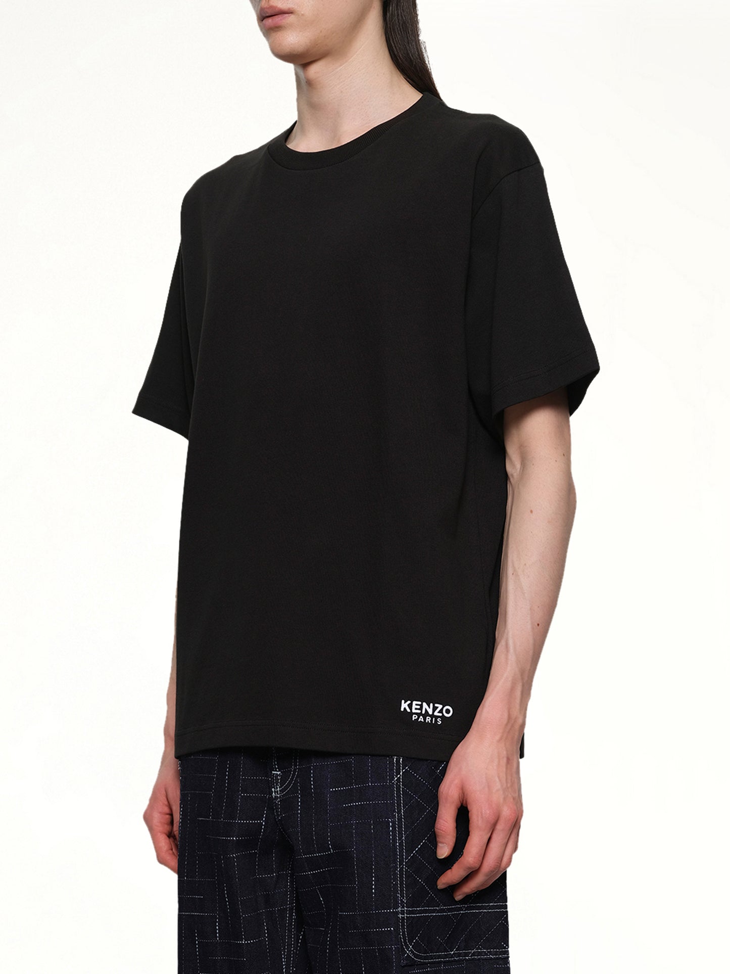 Gots Boke Flower Embroidered Oversize T-Shirt in Black
