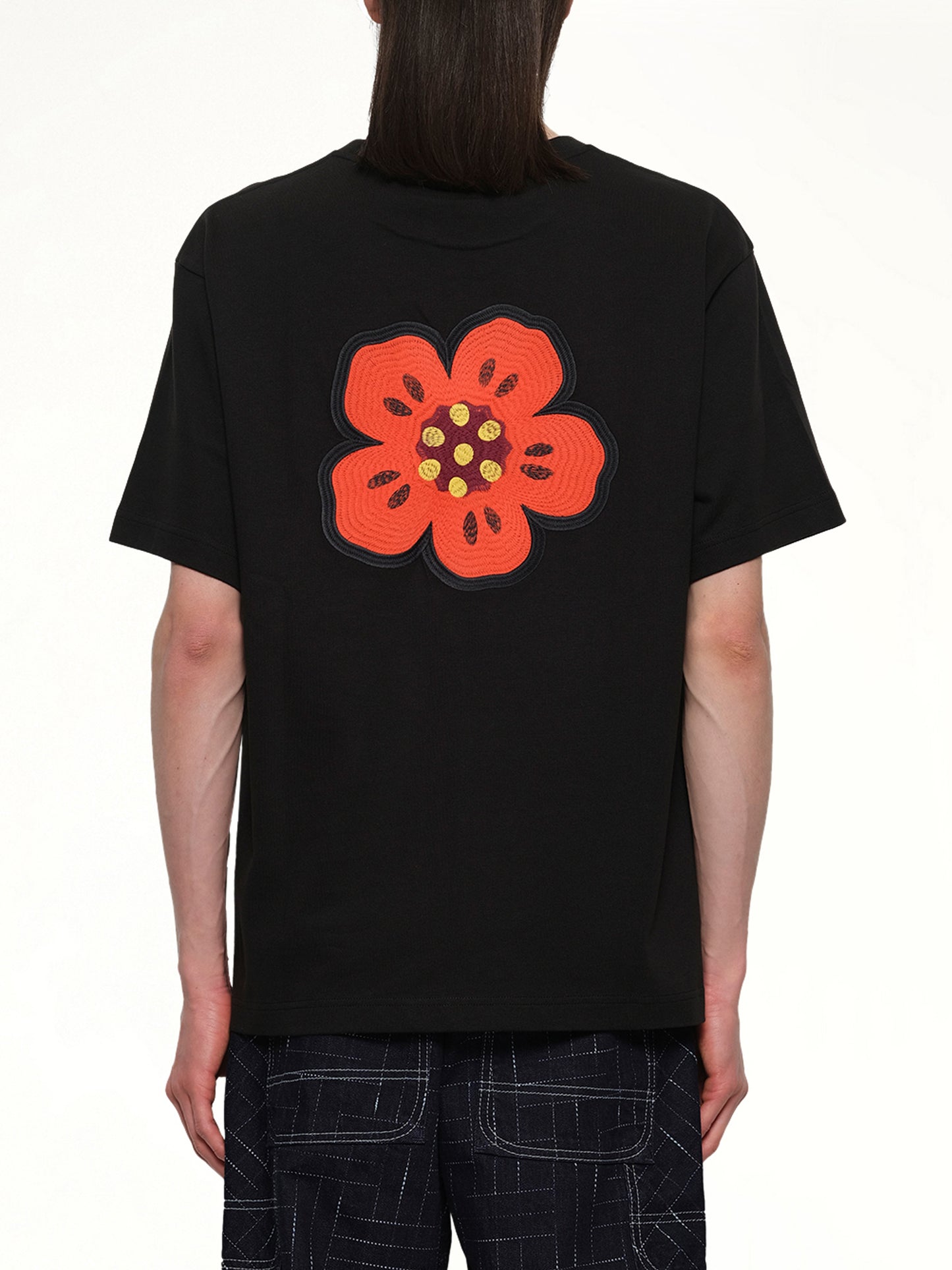 Gots Boke Flower Embroidered Oversize T-Shirt in Black