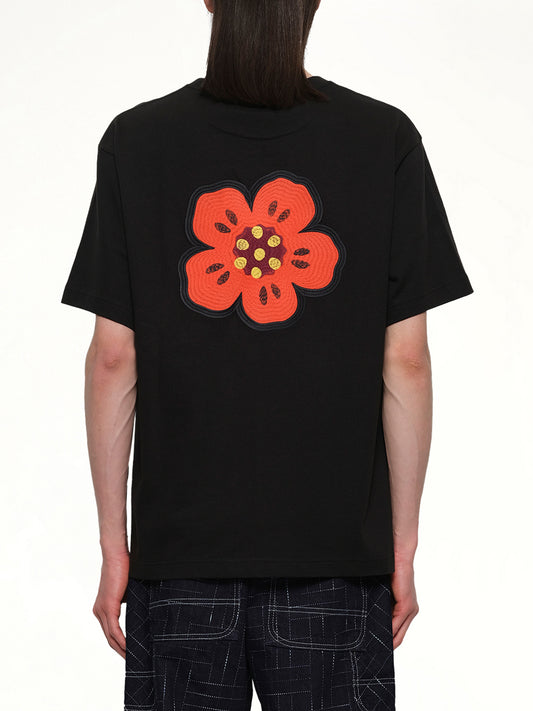 Gots Boke Flower Embroidered Oversize T-Shirt in Black