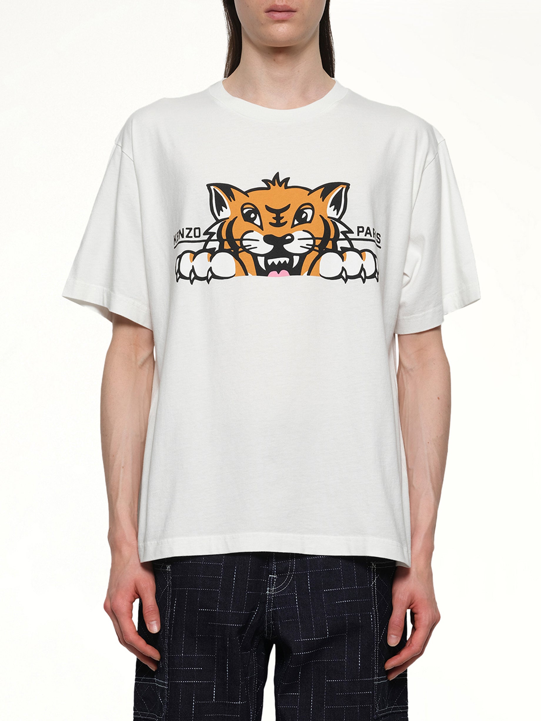Kenzo Happy Tiger Oversize T-Shirt in Off White