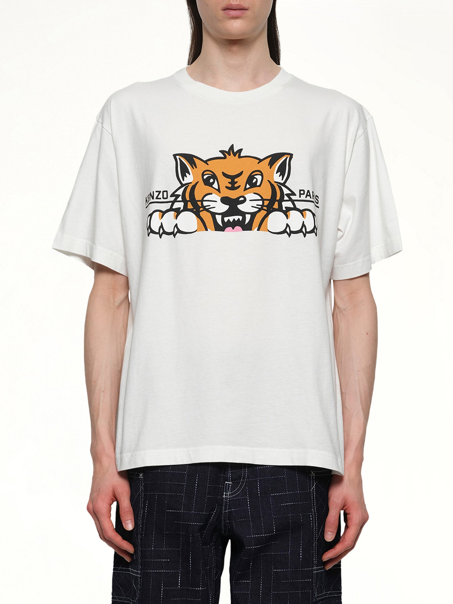 Kenzo Happy Tiger Oversize T-Shirt in Off White
